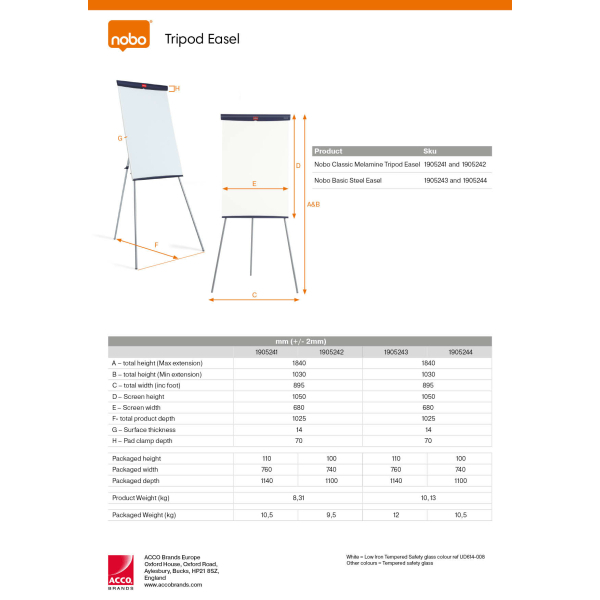 Nobo Melamine Tripod Easel (Non Magnetic) - Image 3
